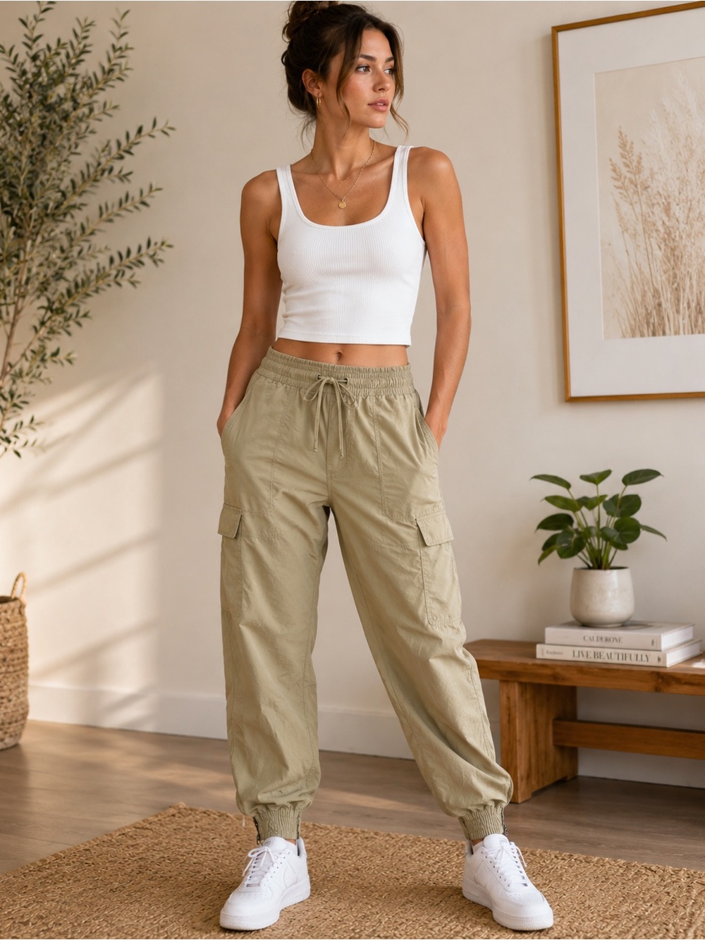 Old navy Tan Cargo Pants quick dry